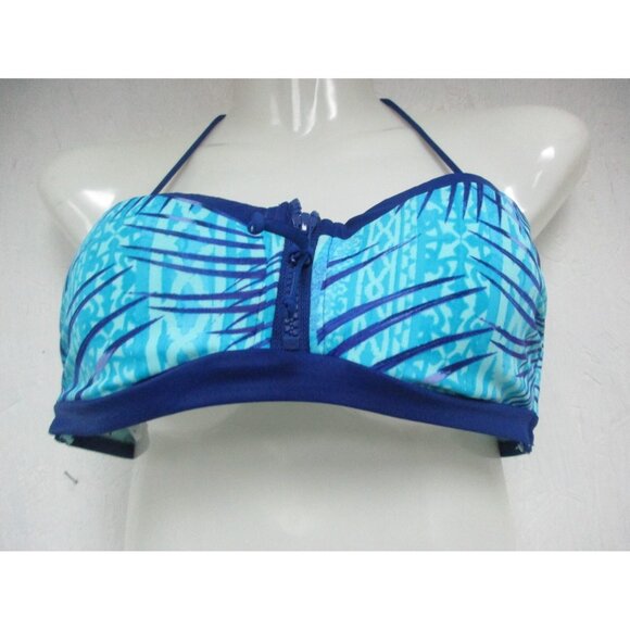 Adore Me Women's Landa Bikini Swim Top Tribal Palms Print/Blue Size Small NWOT!! - Picture 1 of 2
